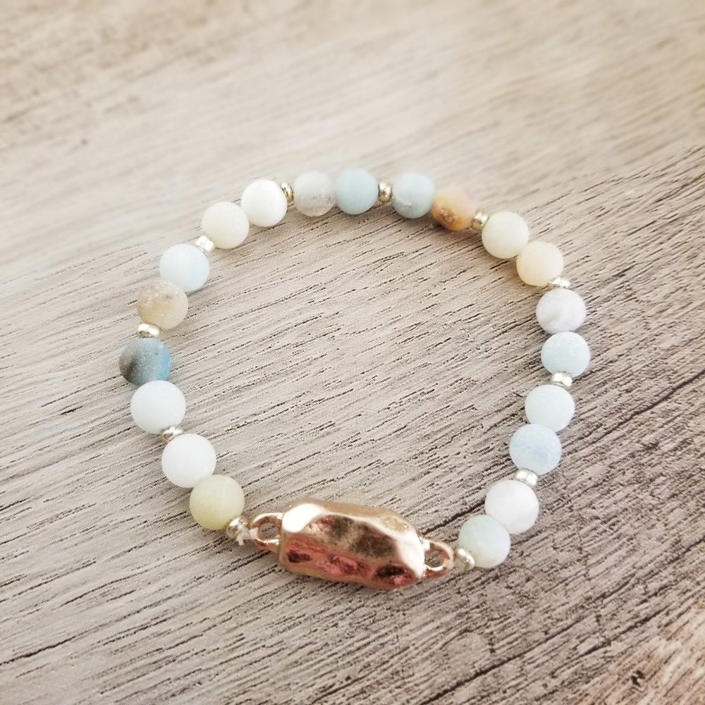 5 Piece Stretch Bracelet Set Semi Precious Stone Bead Bracelets - Picture 3 of 5